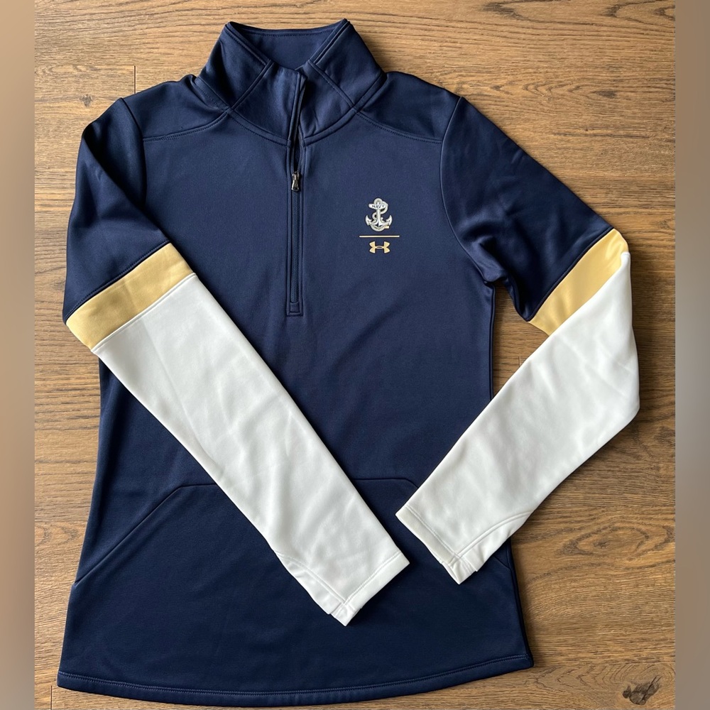 NWOT, Under Armour, US Navy Military Full Zip Jacket, Blue, Gold & White